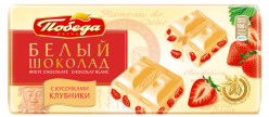 Bílá čokoláda s jahodami 100g Pobeda