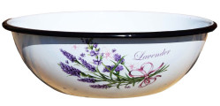 Smaltovaná mísa bílá 4L Levandule
