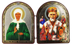 Ikona Matrona i Nikolaj 12x18cm skládací dvojitá