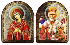 Ikona Semistrelnaja i Nikolaj 12x18cm skládací dvojitá