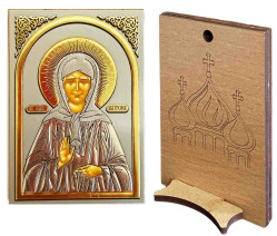 Ikona dřevěná se stojánkem 6x9cm Matrona