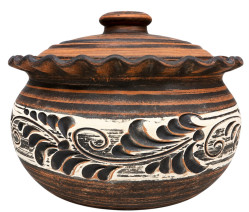 Keramický hrnec červená hlína 4,5L ornament