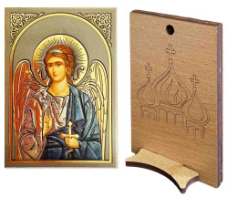 Ikona dřevěná se stojanem 6x9 Angel Chranitel