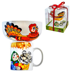 Dětský porcelánový nabor nadobí kuročka rjaba