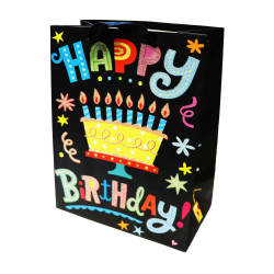 Dárková taška Happy Birthday černá 23*18cm
