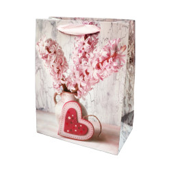 Dárková taška Květiny v bílé váze 23x18cm