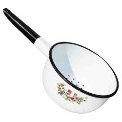 Smaltovaný cedník bílý (snegiri) 1,5L