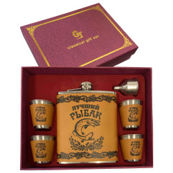 Dárková sada Kapesní placatka 540ml+4 panáky Luchshij rybak