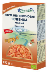 Паста из красной чечевицы без глютена 250г Fleur Alpine