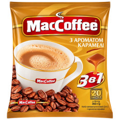 Instantní kávový nápoj 3v1 s příchutí karamelu 360g (20 sáčků po 18g) MacCoffee