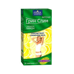 Fytočaj Green Slim s citronovou příchutí 30×2g 60g Fitera