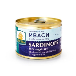Sardinky Ivasi ve vlastní šťávě Bering 250 g (hmotnost výrobku: 180 g)