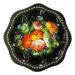 Skleněný talíř na 8 velikonočních vajec „Žostovo“, černý, průměr 21cm