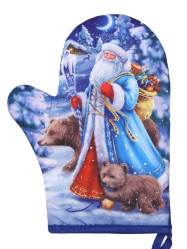 Kuchyňská rukavice Děd Moroz modra 28×20cm