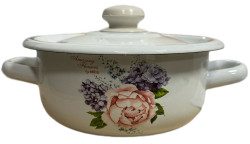 Smaltovaný kastrol 1,5L Pivoňka a šeřík