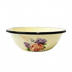 Smaltovaná mísa béžová 0,6L Pivoňka