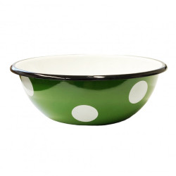 Smaltovaná mísa 1,5L Zelená s bílým hráškem