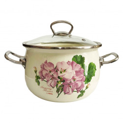 Smaltovaný kastrol bežový 2,5L Pelargonium Premium+