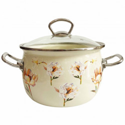 Smaltovaný kastrol 3,5L Květinová fantazie