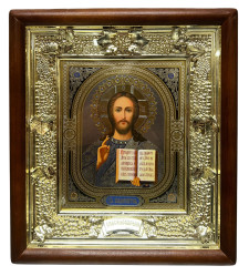 Ikona dřevěná hrozný 15x18cm Spasitel