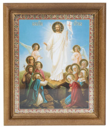 Ikona dřevěná se sklem 11x13cm Voskresenie