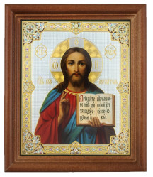 Ikona dřevěná se sklem 11x13cm Spasitel