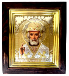 Ikona dřevěná se sklem 15x18cm Nikolaj