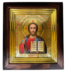 Ikona dřevěná se sklem 15x18cm Spasitel