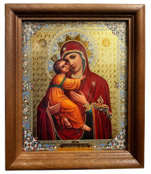Ikona BM Vladimirskaja 11x13cm dřevěná se sklem