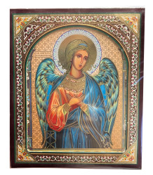 Ikona dřevěná Angel 10x12cm v pouzdře (zlaté pozadí)
