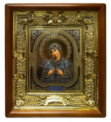 Ikona dřevěná hrozný 15x18cm Semistrelnaja