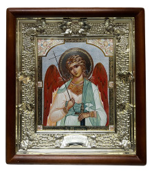 Ikona dřevěná hrozný 15x18cm Angel (modré pozadí)