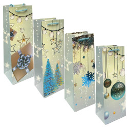 Dárková taška na láhev 35x12cm „Mix Nový rok“, modré