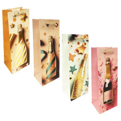 Dárková taška na láhev „Šampaňské a hvězdičky“, 36×13cm