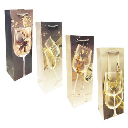 Dárková taška na láhev „Skleničky se zlatem“, 36×13cm