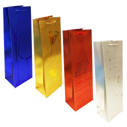 Dárková taška na láhev „Modrá, zlatá, červená, stříbrná“, 36×13cm