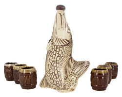 Láhev Štika 1,5L + 6 panáku keramika