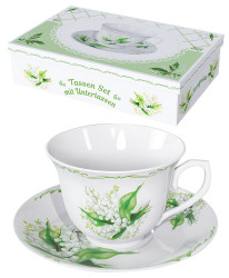 Čajový set Konvalinky 6 šálků + 6 podšálků