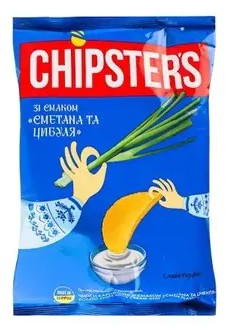 detail Bramborové chipsy s příchutí Smetana a cibule 120g Chipsters