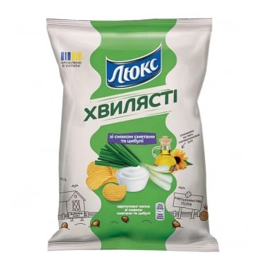 detail Brambůrky vlnité s příchutí smetany a zelené cibule 125g LUX
