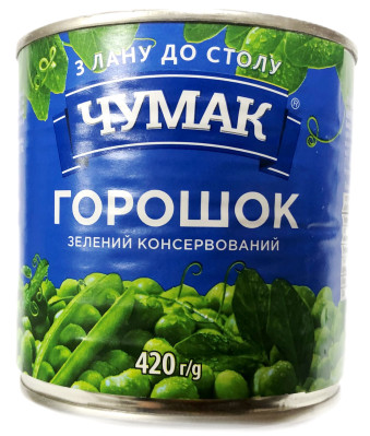 Konzervovaný zelený hrašek 420g Čumak