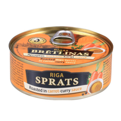 Šproty v mrkvové omáčce s chutí kari 240G Brivais Vilnis
