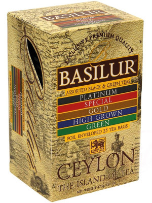 Čaj černý a zelený 5 druhů 20*2g,5*1,5g Basilur