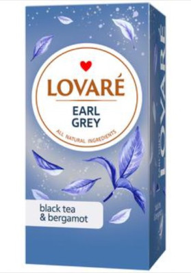 Cerny caj Earl grey 24*2g Lovaré 