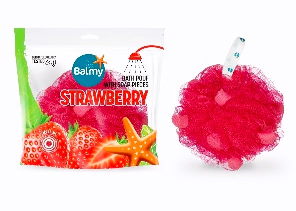 detail Koupelnová žínka s jahodovým mýdlem Balmy