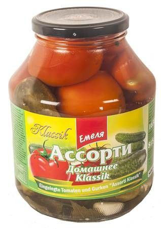 detail Nakladaná rajčata a okurky Emelja 815g