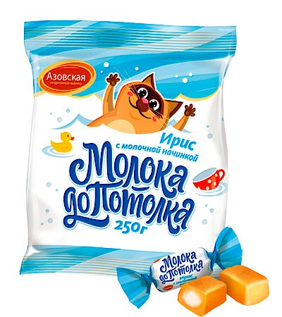 detail Bonbony iris s mléčnou náplní 250g Moloka do potolka