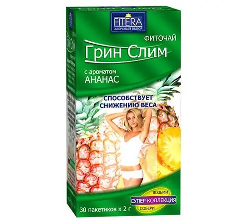 detail Fytočaj Green Slim s příchutí ananasu 30×2g 60g Fitera