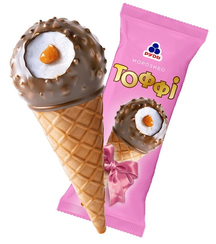 detail Zmrzlina Toffee s arašidy v kornoutu 70g RUD