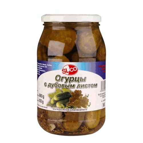 detail Nakládané okurky s dubovým listem 900ml SLCO